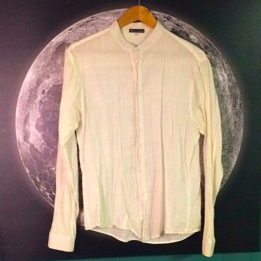 Semi sheer cotton collarless peasant shirt